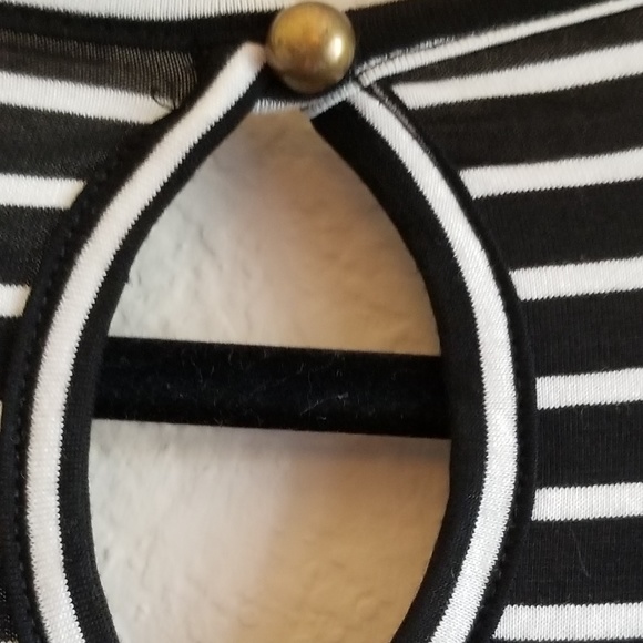 Black and White Stripe Short Romper - Picture 2 of 4